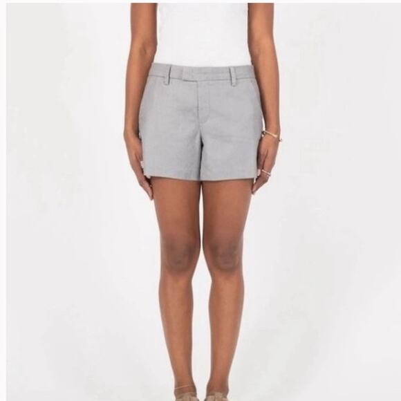 LEVEL 99 Women's Casual Rocky Gray LINEN CASSANDRA Flat front  Shorts Size 27 - Picture 1 of 12